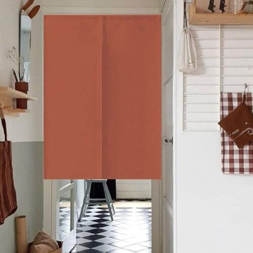 Japanese Orange Solid Cotton and Linen Fabric Bedroom Door Partition Curtains Simple Kitchen Sliding Door Hanging Decoration #4