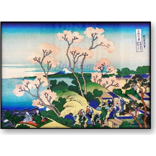 Japanese Wall Art Poster Goten Yama Hill Shinagawa on Tokaido Katsushika Hokusai Ukyioe Woodblock Canvas Print Mount Fuji Decor