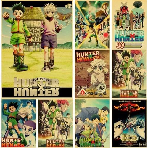 Japanese Anime Manga Hunter Poster Popular Retro Kraft Paper Printings for Living Room Bar Personalized Decoration Stickers