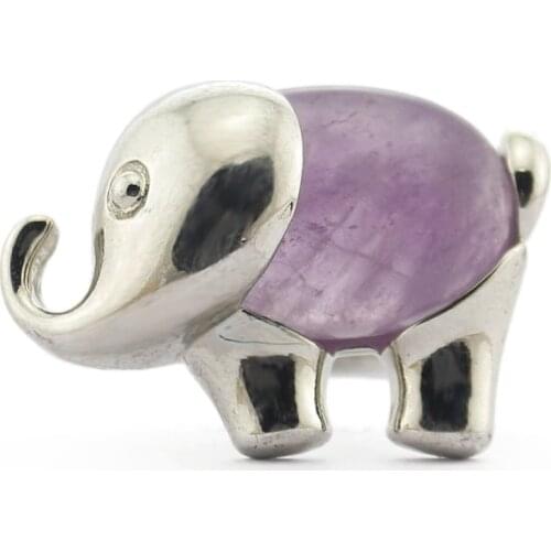 Energy Lovely Cute Elephant Pendants Jewelry Chakra Natural Gem Stone Amethysts Quartz Lapis Lazuli Aventurine Party Midi Rings