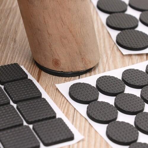 1/2/6/15/24PCS Self-adhesive Floor Protector Anti-slip Mat Black Geometric Shape Soft Anti Rub Noisy Bumper Furniture Leg Pads