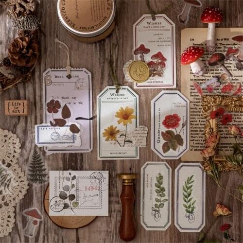1/40Pcs Nature DIY Flower Plant PET Sticker Bag Vintage Creative Journal Scrapbooking Decoration Sticker Kawaii Label Stationery