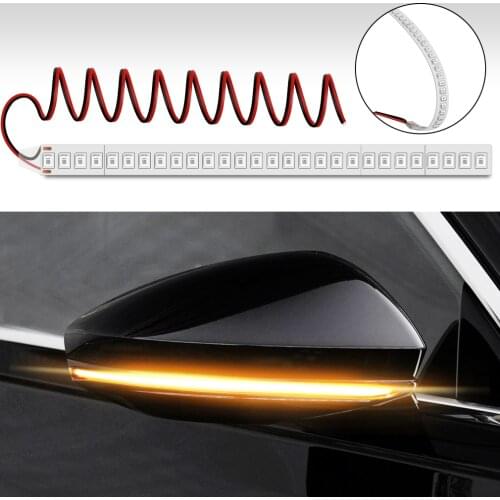 1pcs Universal Car Rearview Mirror Indicator Lamp Streamer Strip 15CM 28SMD Led Car Light Source Flowing Turn Signal Lamp Amber