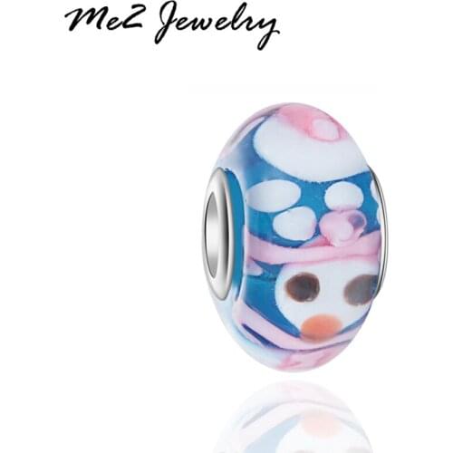 1PC Top Quality Charm Beads fit European Bracelet 2017 Snowman Murano Charm Diy Jewelry Free Shipping GB31