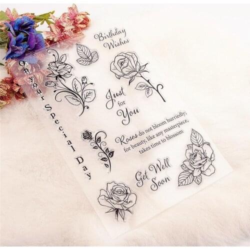 15x21cm Flower Poem Clear Stamps Transparent Seal Silicone Seal TPR Christmas Wedding Roller Stamps DIY Scrapbook Album Card