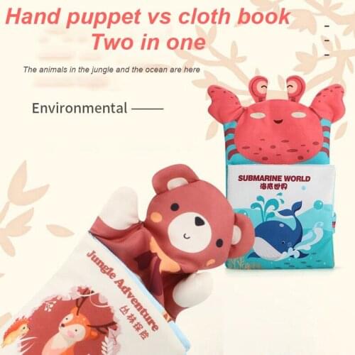 2 In 1 Baby Book + Hand Pupet Baby Toddler Early Learning Develop Cognize Reading Educational Soft Montessori Toys For Children