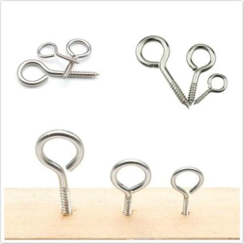 200PCS 4x8mm eye bolt hook 304 stainless steel eye ring DIY rope accessories wood screw jewelry accessories