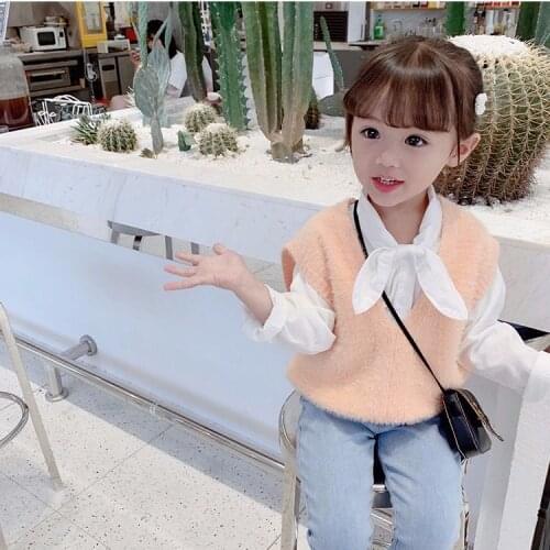 2021 Summer Girls Vest V-Neck Coat Sleeve Solid Color Hedging Sleeveless Coats Outerwear Children Clothing 2-12 Years Old