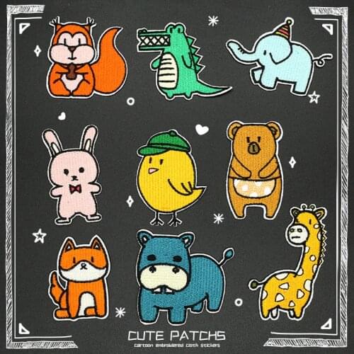 6pcs Amine Animal Embroidery Cartoon Iron on Patches for Clothing Child Diy Sticker on Clothes transfer appliques sewing patch