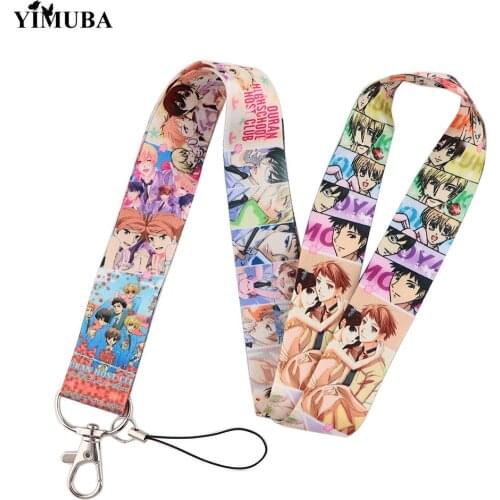 Anime Ouran High School Host Club Lanyards Keychain Fujioka Haruhi Hikaru Hitachiin Webbing Hanging Rope Fans Collection