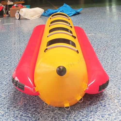 Free air shipping 12 seats inflatable banana boat for water park, high quality inflatable flying fish boats for summer water fun