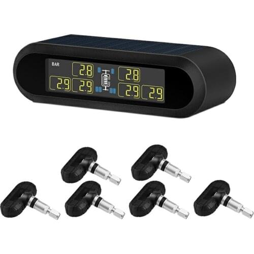 T650 Solar Bus RV Truck TPMS Wireless Tire Pressure Monitoring System with 6 External Internal Sensors,Max 116 PSI