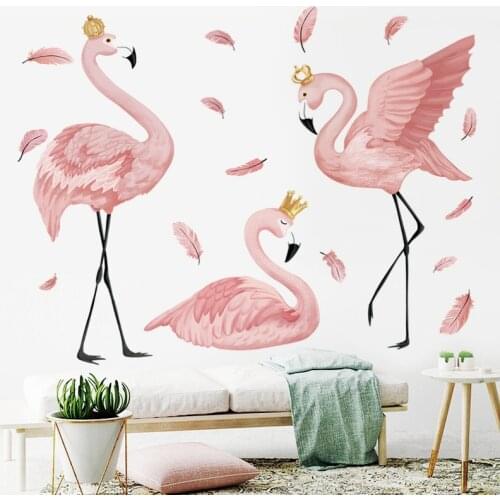 Large Flamingo Queen Wall Stickers for Living Room Bedroom Kids Room Nursery Wall Decor Art Murals Baseboard Vinyl Decals