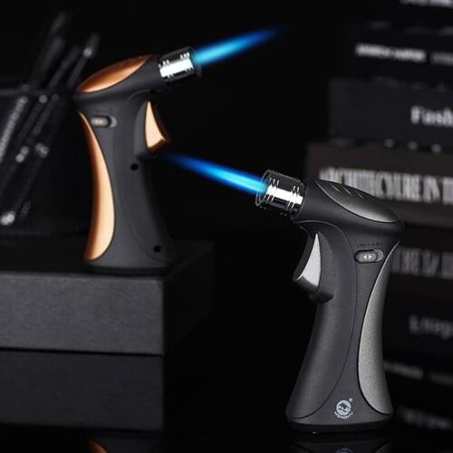 Butane Lighter Refillable Kitchen Butane Torch Lighter with Safety Lock and Adjustable Flame for Desserts Creme Brulee BBQ