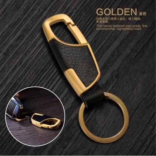 2pcs/set Car Keychain Metal Leather Key Rings Mens Waist Hanging Keychain Car Key Holder Auto Car Accessories Decoration Gift