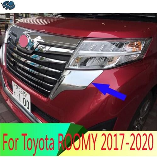 For Toyota ROOMY 2016-2020 Decorate Accessories ABS Chrome Front Head Light Headlight Lamp Trim
