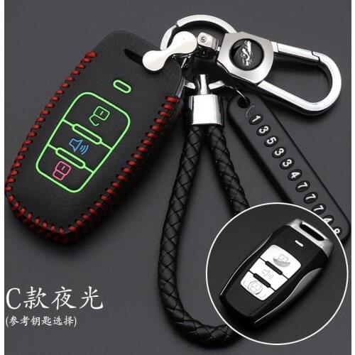 Leather Key Cover Case for Great wall HAVAL H6 Coupe H7 H9 H1 H2 Key Ring Keychains key cover key bag 3 button