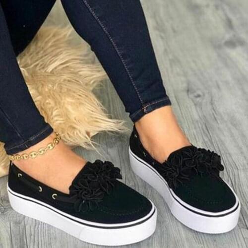 2020 Women Shoes Platform Sneakers Slip On Suede Ladies Loafers Casual Floral Shoes Women Shoes