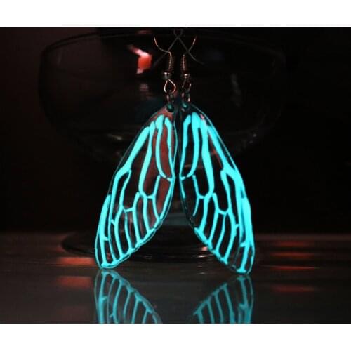 THE wing Ear Cuff Cicada wings GLOW in the DARK Flying Wings eardrop Transparent Clip Earrings WOMEN girl gift