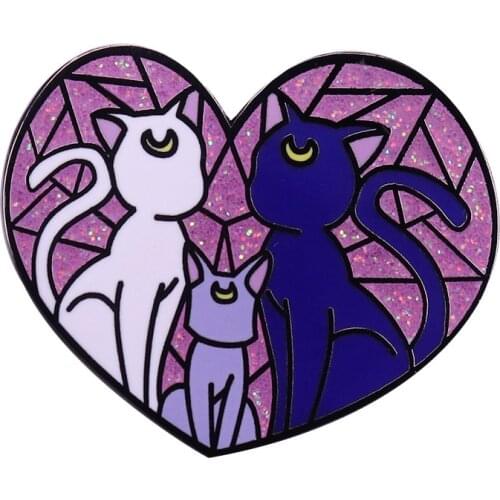 Luna Artemis Diana Kitty Cat Senshi Kawaii Enamel Metal Badges Lapel Pin Brooches Jackets Jeans Fashion Jewelry Accessories