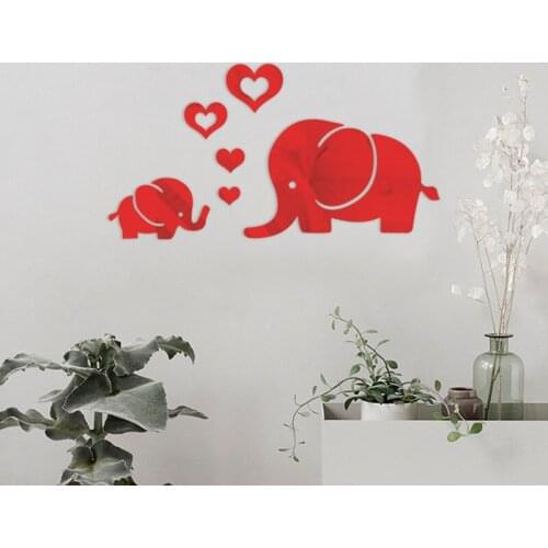 Cute Little eElephant Acrylic Mirror Wall Sticker Background Wall Bathroom Bedroom Home Decor Wall Sticker Creative Decoration