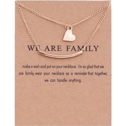 Fashion Gold Heart Necklace Double Layers Heart Message Necklaces Vintage Jewelry Pendant Necklace For Women Mothers Day Gift