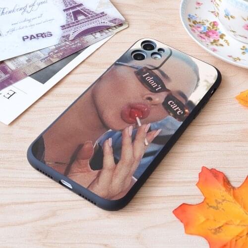 For iPhone Vogue I Dont Care Lollipop Aesthetic Print Soft Matt Apple iPhone Case