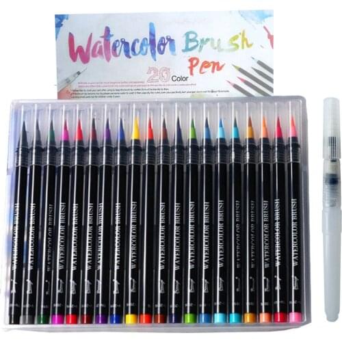 20PCS Colors Art Marker Watercolor Brush Pens for School Supplies Stationery Drawing Coloring Books Manga Calligraphy