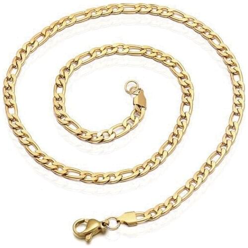 Wholesale Jewelry--( 60 cm * 3 mm) Titanium steel 18k Gold Color NK 3:1 Chain Necklaces For Women Men Fashion Jewelry