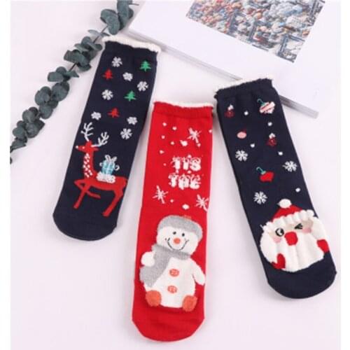 Autumn And Winter Personality Wool Cotton Socks Warm General Size In The Tube Christmas Socks Cute Elk Female Socks