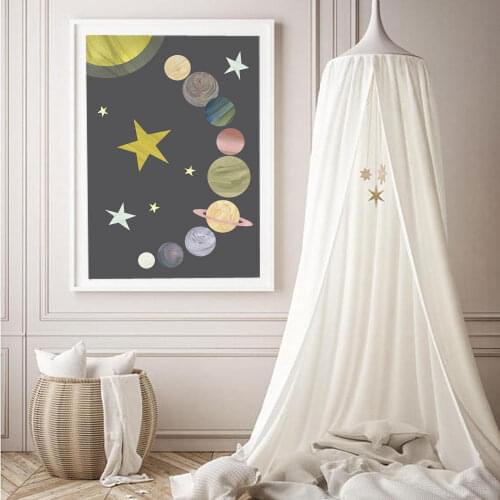 Prints Painting Poster Star Planet Cartoon Home Decoration Nordic Style Canvas Wall Art Modular Pictures For Bedside Background