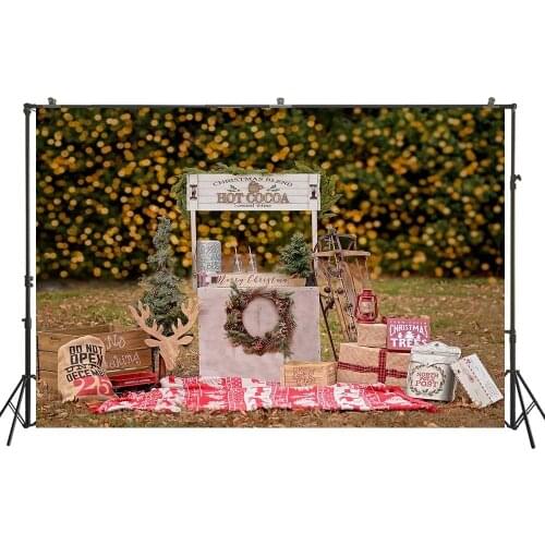 Christmas Photography Backdrop Girl Baby Studio Portrait Background Outdoor Scene Hot Cocoa Bar Backdrops Photoshoot Banner