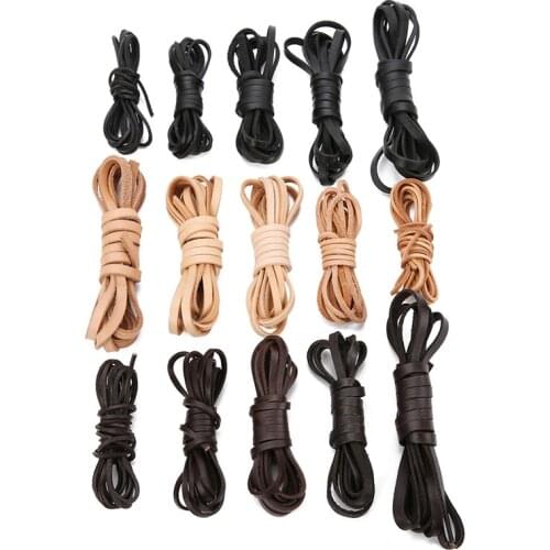 2meters 2mm 3mm 4mm 5mm 6mm 8mm Genuine Flat Leather Cord for Jewelry Making Cow Leather Rope String Bracelet Necklace Findings