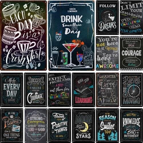Confidence Metal Poster Courage Slogan Tin Sign Decor For Home Club Colorful Wall Art Plaque Blackbord Drawing Iron Poster