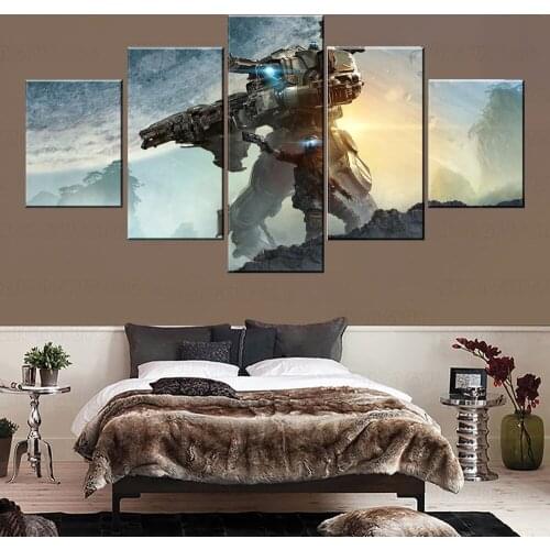 Modern Artwork 5 Pieces HD Printed Sci Fi Game Titanfall 2 Poster Wall Art Picture Decoration Living Room Canvas Painting