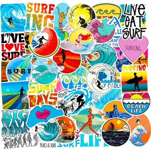 10/30/50PCS Surfing Outdoors Beach Stickers Car Motorcycle Travel Luggage Guitar Skateboard Waterproof Classic Toy Cool Stickers