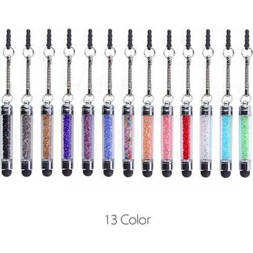 100pcs/Lot Crystal Mobile Phone Colorful Stylus for iPhone 11 Pro Max X 8 7+3.5mm Dust Plug Style Bling Clear Touch Screen Pen