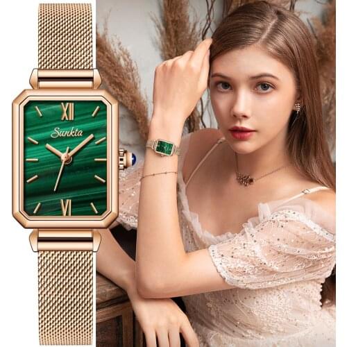SUNKTA Luxury Ladies Watch Fashion Creative Rose Gold Women Wrist Watches Ultra thin Mesh Strap Waterproof Clock Relogio Feminin