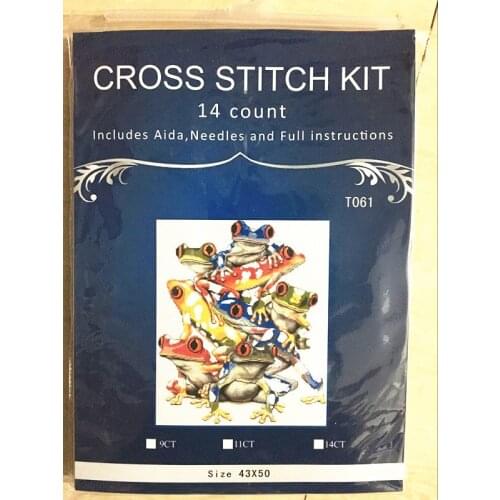 T061A group of frogs home Decor counted 14ct white canvas similar DMC Cross Stitch kits14ct needlework Set DIY embroidery