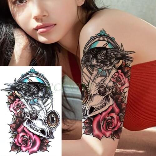 Waterproof Temporary Tattoo Sticker bird skull head rose fake tatto flash tatoo tatouage temporaire Stickers for girl women men