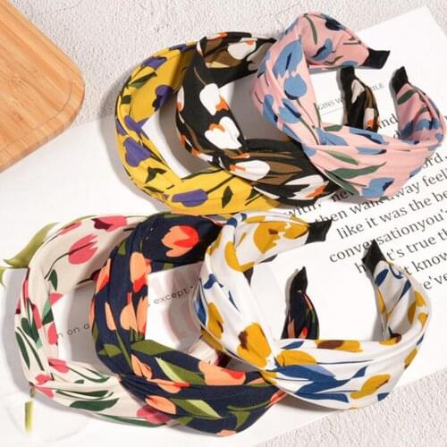 PROLY New Fashion Women Hairband Dot Flower Headband Wide Side Turban Bohemia Headwear Adult Hair Accessories Wholesale