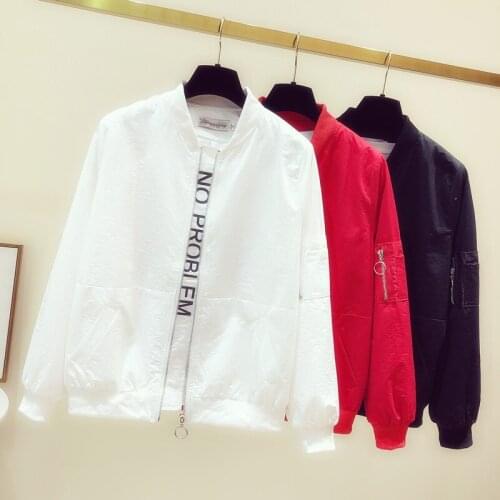 Womens Jackets 2019 Autumn New Long Sleeve Causal Bomber Jacket Famale Windbreaker Fashion Basic Coats Zipper Outerwear R932