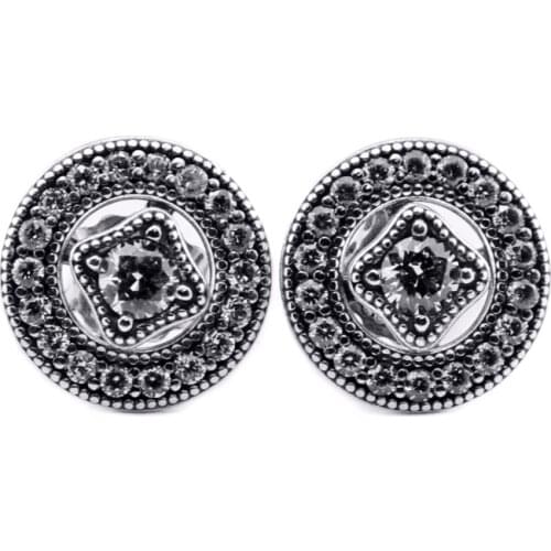 CKK Stud Earrings 925 Sterling Silver Jewelry Vintage Allure, Clear CZ Earrings for Women Female Ear Brincos Gift free shipping