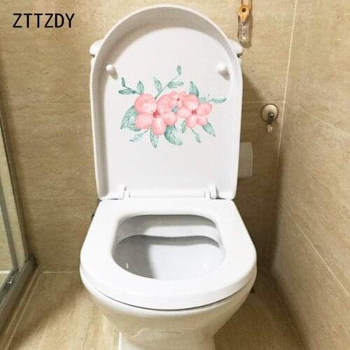 ZTTZDY 22.7*17.7CM Hand Painted Watercolor Flowers Toilet Sticker Classic Home Room Wall Decal T2-0218