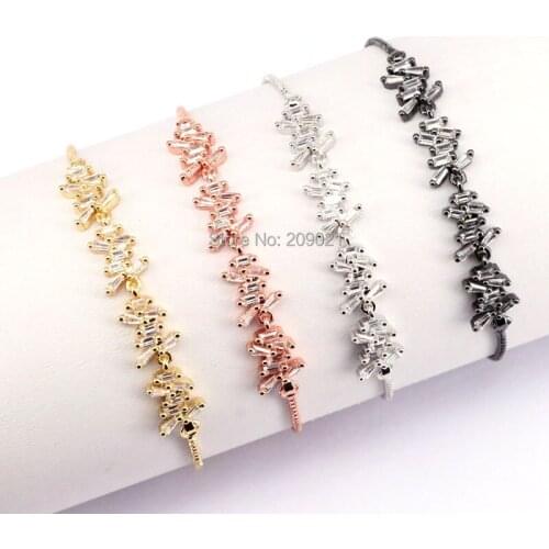 10Pcs Fashion Micro Pave Crystal Long Connector Bracelet For Women Adjustable Bracelets Jewelry
