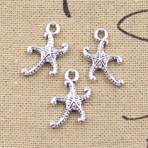 20pcs Charms Running Starfish 19x12mm Antique Silver Color Pendants Making DIY Handmade Tibetan Finding Jewelry