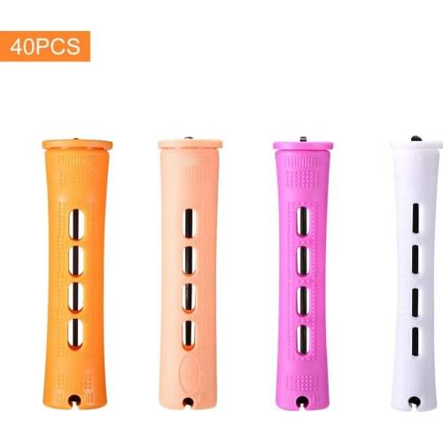 40pcs Reusable Hair Perm Rods Set 4 Sizes Hair Rollers Curlers Cold Wave Rods For Women Hair DIY Hairdressing Styling Tools