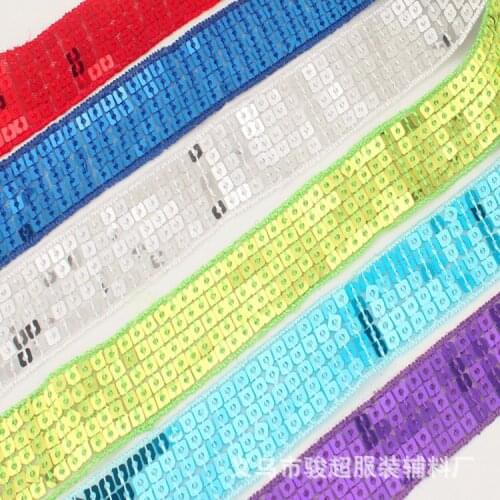 5 yards Glitter Square Sequin Embroidery Ribbons 25mm Sequin Lace Trims for DIY Craft Sewing Garments Material Wedding Decor