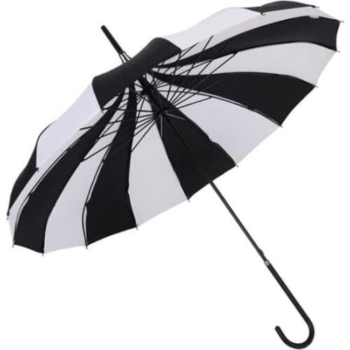 50Pcs Free Shipping Black And White Design Princess Royal Sun Umbrella Lady Pagoda Long-Handled Umbrella Christmas Gift SN675