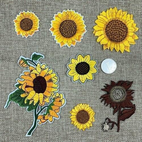 50pcs/lot Sunflower Embroidery Patches Letters Clothing Decoration Accessories Diy Iron Heat Transfer Applique Clothes